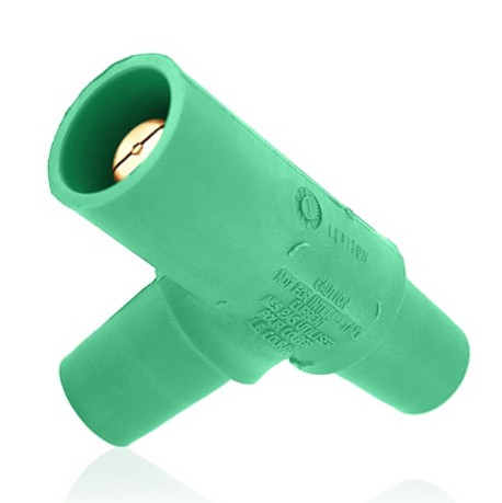 Leviton 16A22-UG 16 Series Taper Nose Cam-Type Tapping 3-Way Tee Adapter, Female-Female-Male, 400 Amp Max , 600VAC/DC, Green