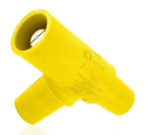 Leviton 16A22-UY 16 Series Taper Nose Multi-Way Connector, Cam-Type, Tapping Tee, 400A Max, Yellow Finish