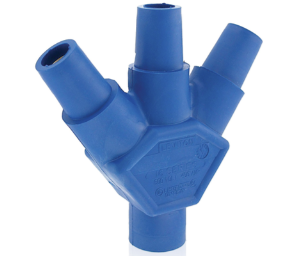 Leviton 16A23-UB 16 Series Taper Nose Multi-Way Connector, Cam-Type, Male-Female-Female-Female, 400A Max, Blue Finish