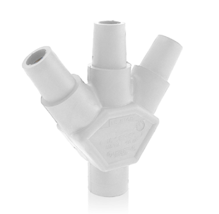 Leviton 16A23-UW 16 Series Taper Nose Multi-Way Connector, Cam-Type, Male-Female-Female-Female, 400A Max, White Finish
