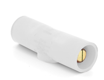 Leviton 16A25-UW 16 Series Taper Nose,Cam-Type Connector, Double Male, Multi-Way Connector, 400A Max, White Finish