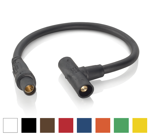 Leviton 16A31-UB 16 Series Cam-Type Taper Nose "Soft" Paralleling Tee, Female plug to Male/Male Tee, 24" Cable Length, 4/0, 400A Max, Blue Finish