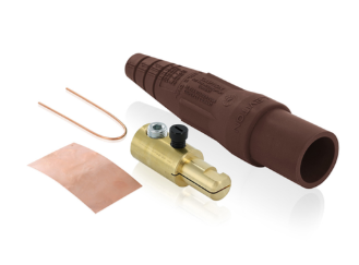 Leviton 16D23-UH 16 Series Taper Nose Cam-Type Male Plug, Contact & Insulator, Detachable, 2/0, 4/0 AWG, 400A Max, Type 3R When Mated, Brown Finish