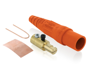 Leviton 16D23-UO 16 Series Taper Nose Cam-Type Male Plug, Contact & Insulator, Detachable, 2/0, 4/0 AWG, 400A Max, Type 3R When Mated, Orange Finish