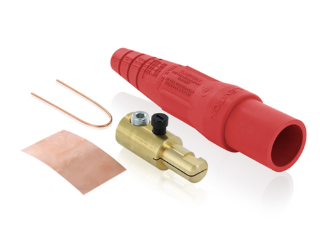 Leviton 16D23-UR 16 Series Taper Nose Cam-Type Male Plug, Contact & Insulator, Detachable, 2/0, 4/0 AWG, 400A Max, Type 3R When Mated, Red Finish