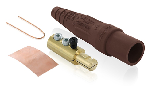 Leviton 16D24-BUH 16 Series Taper Nose Cam-Type Male Plug, Contact & Insulator, Detachable, 2/0, 4/0 AWG, 400A Max, Type 3R When Mated, Brown Finish