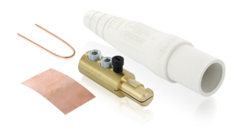Leviton 16D24-BUW 16 Series Taper Nose Cam-Type Male Plug, Contact & Insulator, Detachable, 2/0, 4/0 AWG, 400A Max, Type 3R When Mated, White Finish