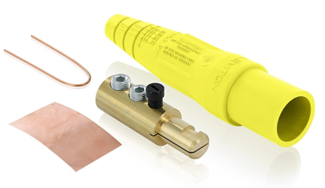 Leviton 16D24-BUY 16 Series Taper Nose Cam-Type Male Plug, Contact & Insulator, Detachable, 2/0, 4/0 AWG, 400A Max, Type 3R When Mated, Yellow Finish