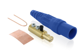Leviton 16D24-TUB 16 Series Taper Nose Cam-Type Male Plug, Contact & Insulator, Set Screws Pre-installed, 2/0, 4/0 AWG, 400A Max, Type 3R When Mated, Blue Finish