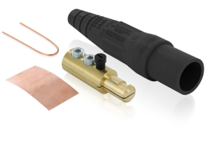 Leviton 16D24-UE 16 Series Taper Nose Cam-Type Male Plug, Contact & Insulator, Detachable, 2/0, 4/0 AWG, 400A Max, Type 3R When Mated, Black Finish