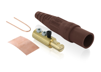 Leviton 16D24-UH 16 Series Taper Nose Cam-Type Male Plug, Contact & Insulator, Detachable, 2/0, 4/0 AWG, 400A Max, Type 3R When Mated, Brown Finish