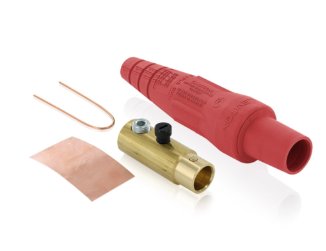Leviton 16D32-UR 16 Series Taper Nose Cam-Type Female Plug, Contact & Insulator, Detachable, 2/0, 4/0 AWG, 400A Max, Type 3R When Mated, Red Finish
