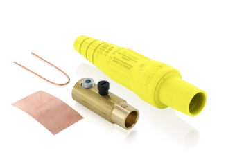 Leviton 16D32-UY 16 Series Taper Nose Cam-Type Female Plug, Contact & Insulator, Detachable, 2/0, 4/0 AWG, 400A Max, Type 3R When Mated, Yellow Finish