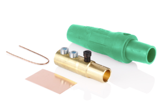 Leviton 16D33-4UG 16 Series Taper Nose Cam-Type Female Plug, Contact & Insulator, Detachable, Pre-cut For 4/0 AWG, 400A Max, Type 3R When Mated, Green Finish