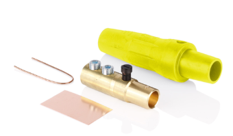 Leviton 16D33-4UY 16 Series Taper Nose Cam-Type Female Plug, Contact & Insulator, Detachable, Pre-cut For 4/0 AWG, 400A Max, Type 3R When Mated, Yellow Finish