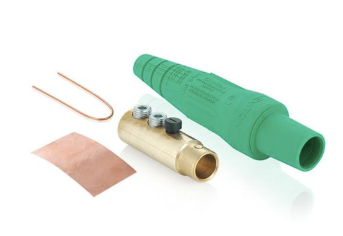 Leviton 16D33-TUG 16 Series Taper Nose Cam-Type Female Plug, Contact & Insulator, Set Screws Pre-installed, 2/0, 4/0 AWG, 400A Max, Type 3R When Mated, Green Finish