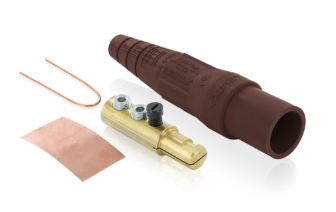 Leviton 16D44-UH 16 Series Taper Nose Cam-Type Male Plug, Contact & Insulator, Detachable, #6 #2 AWG, 190A Max, Type 3R When Mated, Brown Finish