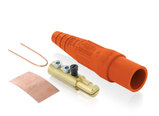 Leviton 16D44-UO 16 Series Taper Nose Cam-Type Male Plug, Contact & Insulator, Detachable, #6 #2 AWG, 190A Max, Type 3R When Mated, Orange Finish