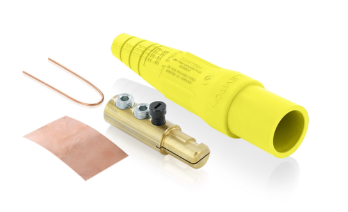 Leviton 16D44-UY 16 Series Taper Nose Cam-Type Male Plug, Contact & Insulator, Detachable, #6 #2 AWG, 190A Max, Type 3R When Mated, Yellow Finish