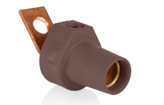 Leviton 16F21-UH 16 Series Taper Nose Single Pole Cam Type Female Terminal Connector, Bus Bar Mount, Angle, #2, 4/0 AWG, 400A Max, Brown Finish