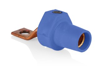 Leviton 16F22-UB 16 Series Taper Nose Single Pole Cam Type Female Terminal Connector, Bus Bar Mount, Offset, #2, 4/0 AWG, 400A Max, Blue Finish