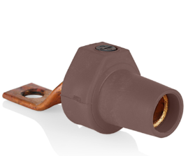 Leviton 16F22-UH 16 Series Taper Nose Single Pole Cam Type Female Terminal Connector, Bus Bar Mount, Offset, #2, 4/0 AWG, 400A Max, Brown Finish