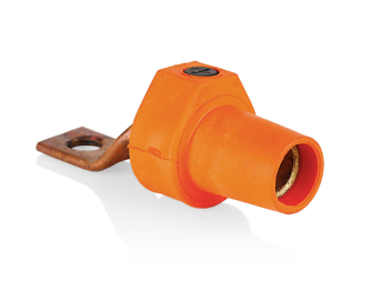 Leviton 16F22-UO 16 Series Taper Nose Single Pole Cam Type Female Terminal Connector, Bus Bar Mount, Offset, #2, 4/0 AWG, 400A Max, Orange Finish