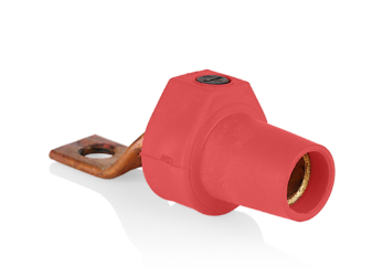 Leviton 16F22-UR 16 Series Taper Nose Single Pole Cam Type Female Terminal Connector, Bus Bar Mount, Offset, #2, 4/0 AWG, 400A Max, Red Finish