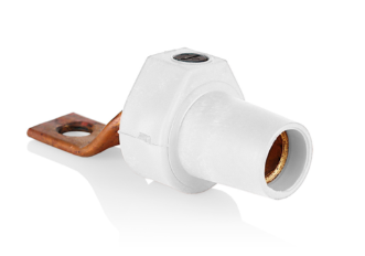 Leviton 16F22-UW 16 Series Taper Nose Single Pole Cam Type Female Terminal Connector, Bus Bar Mount, Offset, #2, 4/0 AWG, 400A Max, White Finish