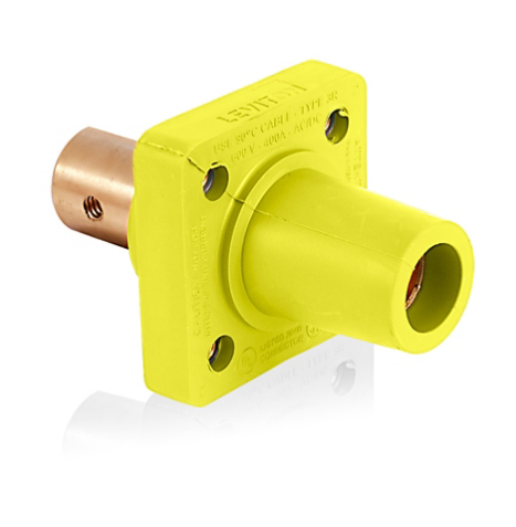 Leviton 16R20-UY 16 Series Female Receptacle, 90-Degree, #2 - 4/0 AWG, Single Hole Busbar Mount