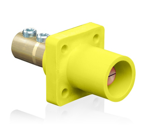 Leviton 16R21-1Y 16 Series Male Receptacle, 90-Degree, 2/0 - 4/0 AWG, Double Set Screw, Self-Clinching Nuts