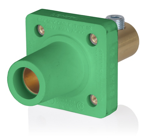 Leviton 16R22-1G 16 Series Male Receptacle, 90-Degree, 2/0 - 4/0 AWG, Double Set Screw