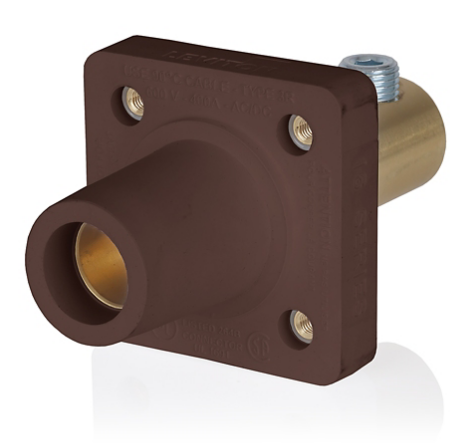 Leviton 16R22-1H 16 Series Male Receptacle, 90-Degree, 2/0 - 4/0 AWG, Double Set Screw
