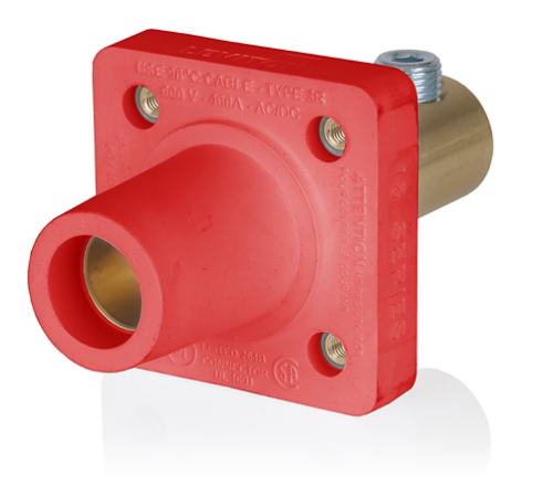 Leviton 16R22-1R 16 Series Male Receptacle, 90-Degree, 2/0 - 4/0 AWG, Double Set Screw
