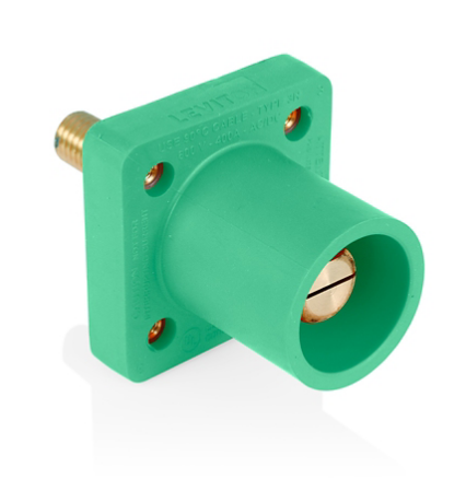 Leviton 16R25-1UG 16 Series Male Receptacle, 90-Degree, #2 - 4/0 AWG, 1.125" Threaded Stud, Self-Clinching Nuts