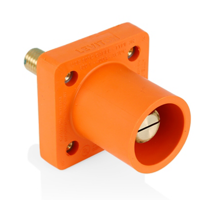 Leviton 16R25-1UO 16 Series Male Receptacle, 90-Degree, #2 - 4/0 AWG, 1.125" Threaded Stud, Self-Clinching Nuts