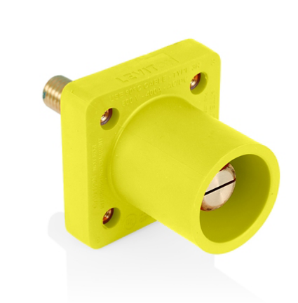 Leviton 16R25-1UY 16 Series Male Receptacle, 90-Degree, #2 - 4/0 AWG, 1.125" Threaded Stud, Self-Clinching Nuts
