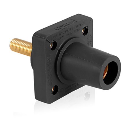 Leviton 16R26-1UE 16 Series Female Receptacle, 90-Degree, #2 - 4/0 AWG, 1.125" Threaded Stud, Self-Clinching Nuts
