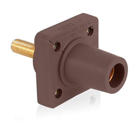 Leviton 16R26-1UH 16 Series Female Receptacle, 90-Degree, #2 - 4/0 AWG, 1.125" Threaded Stud, Self-Clinching Nuts