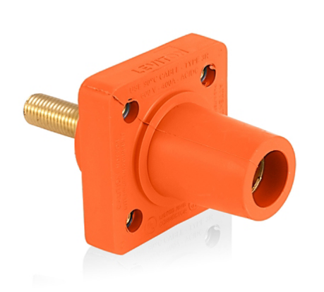 Leviton 16R26-1UO 16 Series Female Receptacle, 90-Degree, #2 - 4/0 AWG, 1.125" Threaded Stud, Self-Clinching Nuts