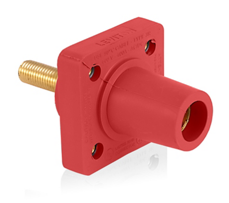 Leviton 16R26-1UR 16 Series Female Receptacle, 90-Degree, #2 - 4/0 AWG, 1.125" Threaded Stud, Self-Clinching Nuts