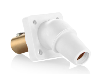 Leviton 16R28-UW 16 Series Female Panel Receptacle, Cam-Type, 45-Degree, Double Set Screw, Taper Nose, Cable Range- 2/0 to 4/0 AWG, 400A Max, White