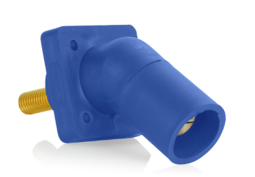 Leviton 16R29-1UB  Series Panel Mount Receptacle, Male, 400A Max, 600V 45 Degree Angle, 1.125"L Threaded Stud Termination, #2-4/0 Cable Range, Blue