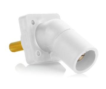 Leviton 16R29-1UW Series Panel Mount Receptacle, Male, 400A Max, 600V 45 Degree Angle, 1.125"L Threaded Stud Termination, #2-4/0 Cable Range, White