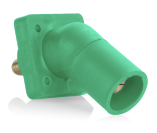 Leviton 16R29-UG 16 Series Male Panel Receptacle, Cam-Type, 45-Degree, Threaded Stud Length- 3/4", Taper Nose, Cable Range, #2 to 4/0 AWG, 400A Max, Green Finish