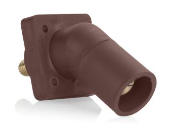 Leviton 16R29-UH 16 Series Male Panel Receptacle, Cam-Type, 45-Degree, Threaded Stud Length- 3/4", Taper Nose, Cable Range, #2 to 4/0 AWG, 400A Max, Brown Finish