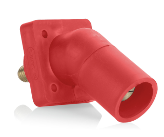 Leviton 16R29-UR 16 Series Male Panel Receptacle, Cam-Type, 45-Degree, Threaded Stud Length- 3/4", Taper Nose, Cable Range, #2 to 4/0 AWG, 400A Max, Red Finish