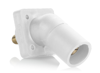 Leviton 16R29-UW 16 Series Male Panel Receptacle, Cam-Type, 45-Degree, Threaded Stud Length- 3/4", Taper Nose, Cable Range, #2 to 4/0 AWG, 400A Max, white Finish
