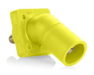Leviton 16R29-UY 16 Series Male Panel Receptacle, Cam-Type, 45-Degree, Threaded Stud Length- 3/4", Taper Nose, Cable Range, #2 to 4/0 AWG, 400A Max, Yellow Finish