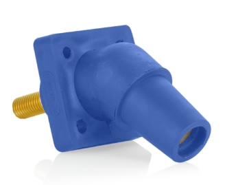 Leviton 16R30-1UB 16 Series Panel Mount Receptacle, Female, 400A Max, 600V 45 Degree Angle, 1.125"L Threaded Stud Termination, #2-4/0 Cable Range, Blue Finish